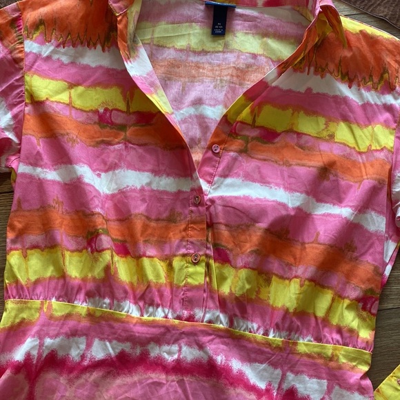 Scoop multicolored mini dress with pockets - Picture 6 of 8